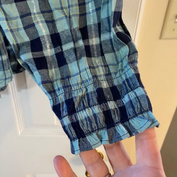 Lane Bryant Women's NWT Long Sleeve Plaid Metallic Peasant Boho Top Blouse Sz 16 - Picture 3 of 8